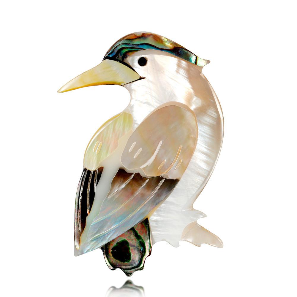 Vintage Small Bird Brooch With Shell Material For Womens Fashion Accessory