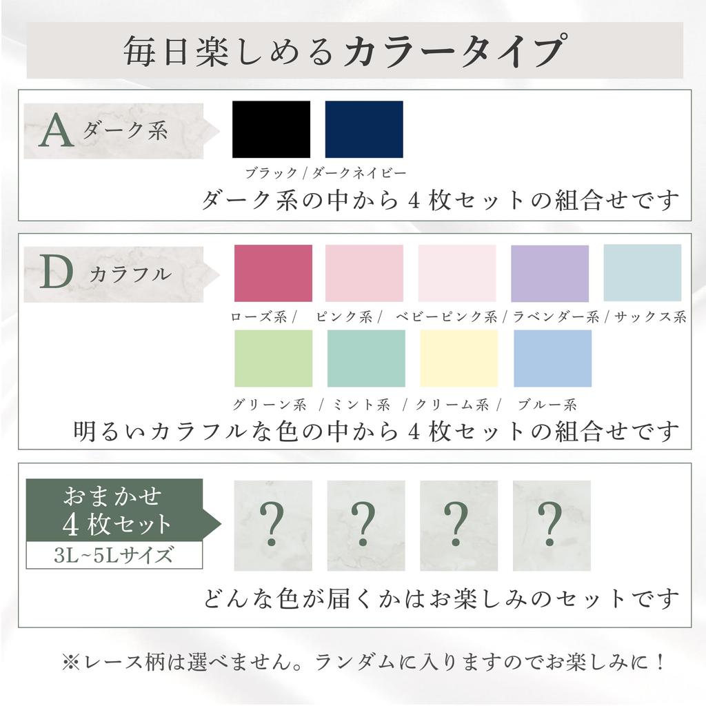 VISE Stretch Panty Plus Floral Lace Set of Women's 4-Piece Set, Size, Embroidery, (WS0012-4L, 4)