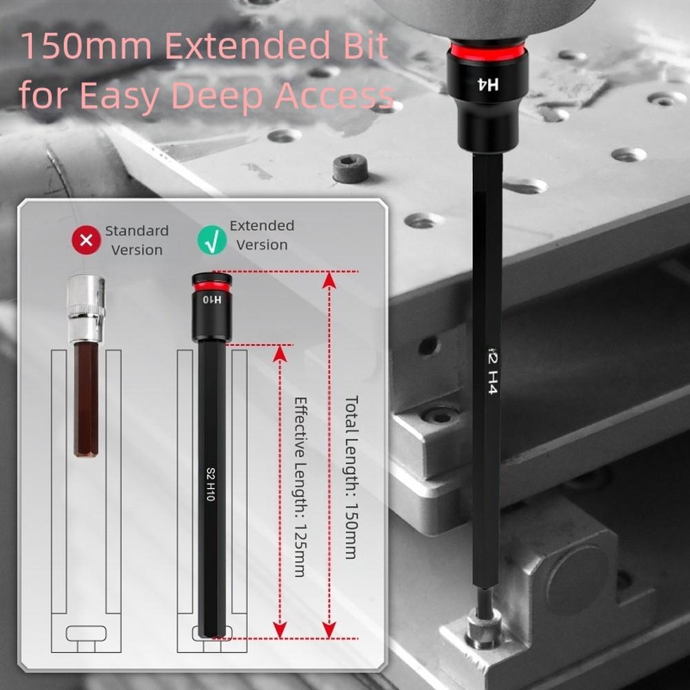 

38Drive 38 Piece Extended Hex Bit Socket Screwdriver Kit with Inch Metric Dual Measurement Chrome Vanadium Steel 24piece Set