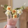 Crochet Flower Bouquet with LED Light Strip Handmade Knitting Yarn Floral Decoration Home Office Table Centerpiece Mother's Day Birthday Gift