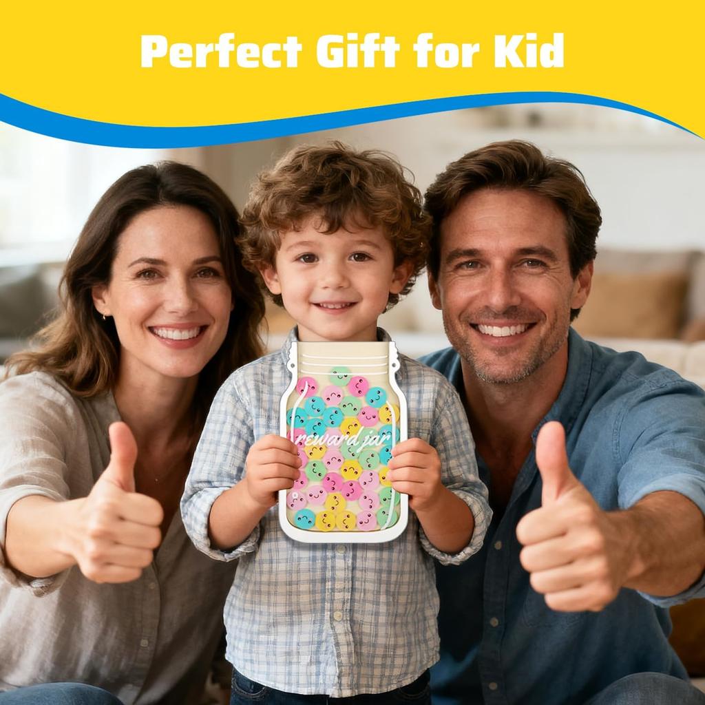 Reward Jar & Kids Behavior Chart - Perfect Match Classroom and Home Reward Systems for Kids with 45 Colorful - Teacher/Parent Tool for Potty