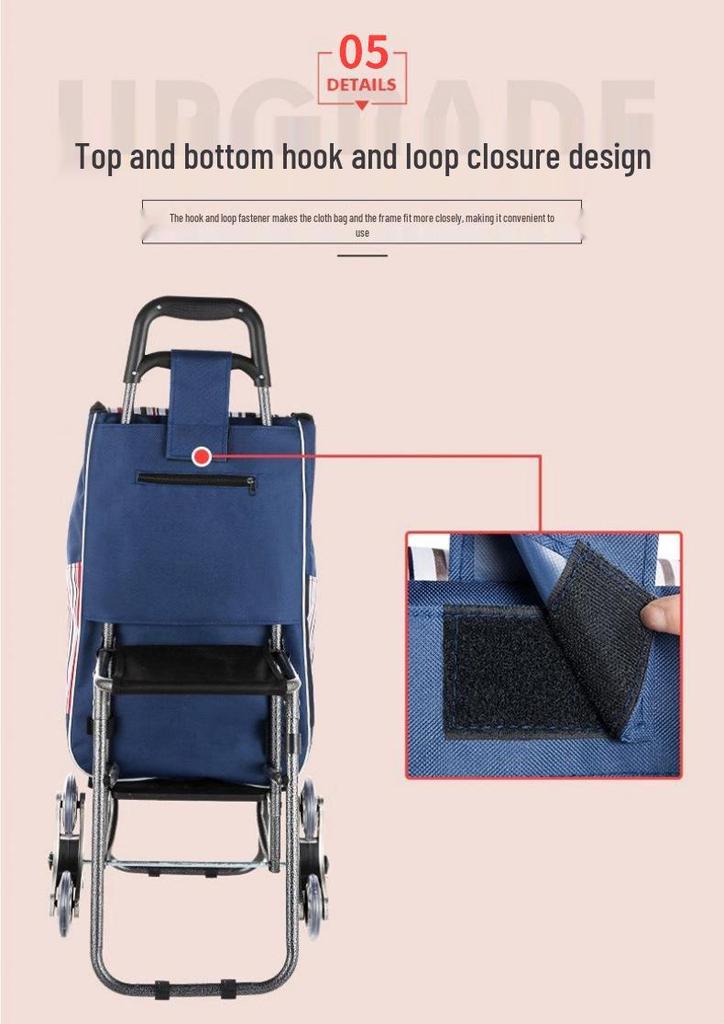 Foldable Stair-Climbing Shopping Cart with Seat for Home Use - Ideal for the Elderly