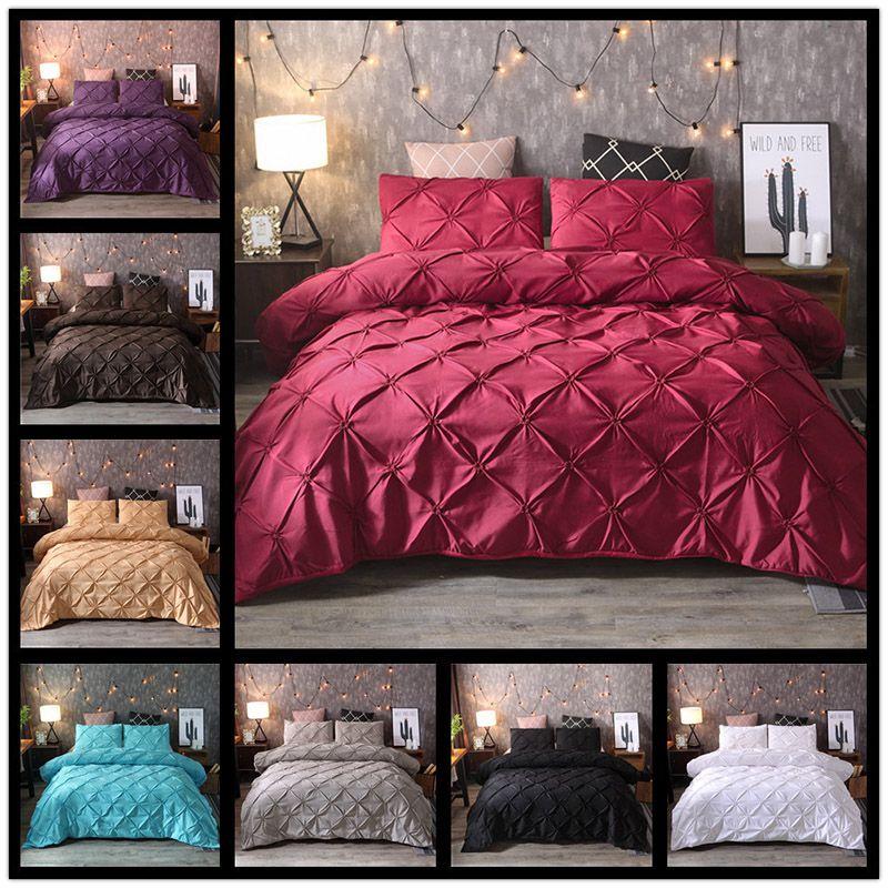 Premium Polyester Duvet Cover Pillow Sham Set With Classic Pintuck Design