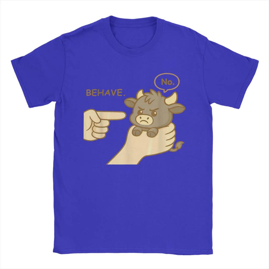 Unisex Tshirt Dishonest Cow Funny Cow Meme Behave No Cartoon Cotton Tee Shirt Short Sleeve T Shirt Round Neck Clothing