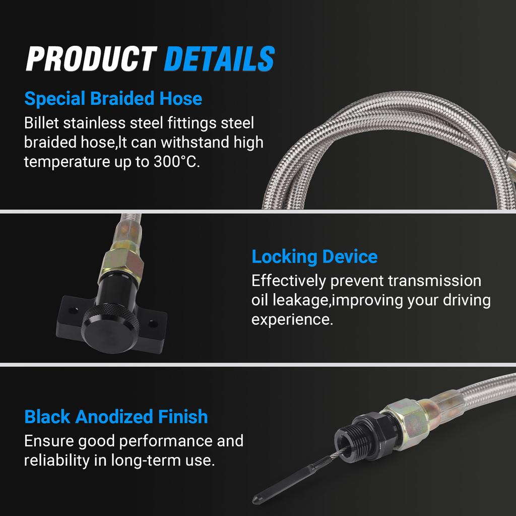 22200 Transmission Dipstick Tube Tool Aluminum Braided Automatic Transmission Locking Dipstick for Ford F-150 10R80 6R80 4R75E