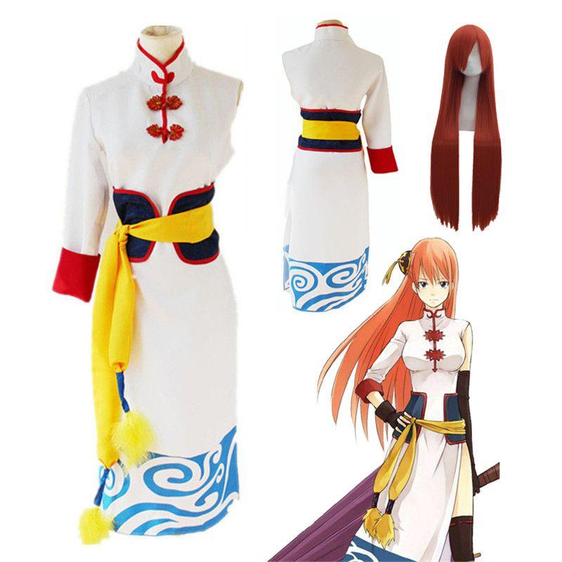 Breathable Gintama Future Kagura Cheongsam Cosplay Costume Outfit Set For Events
