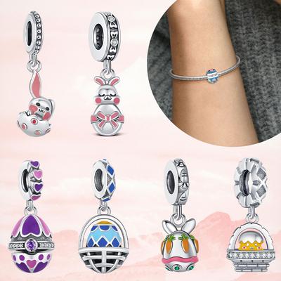 Original Pendant Copper Rabbit Charm Fit 3Mm Bracelet Diy For Women Classic Easter Egg Beads Daily Gift Fine