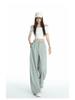 2026 Women's Black Slimming Wide-Leg Casual Pants, Plus Size, Soft Thin Fabric, Straight-Leg Design.