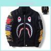 Shark Print Bomber Jacket For Men With Windproof Fabric For Casual Daily Wear