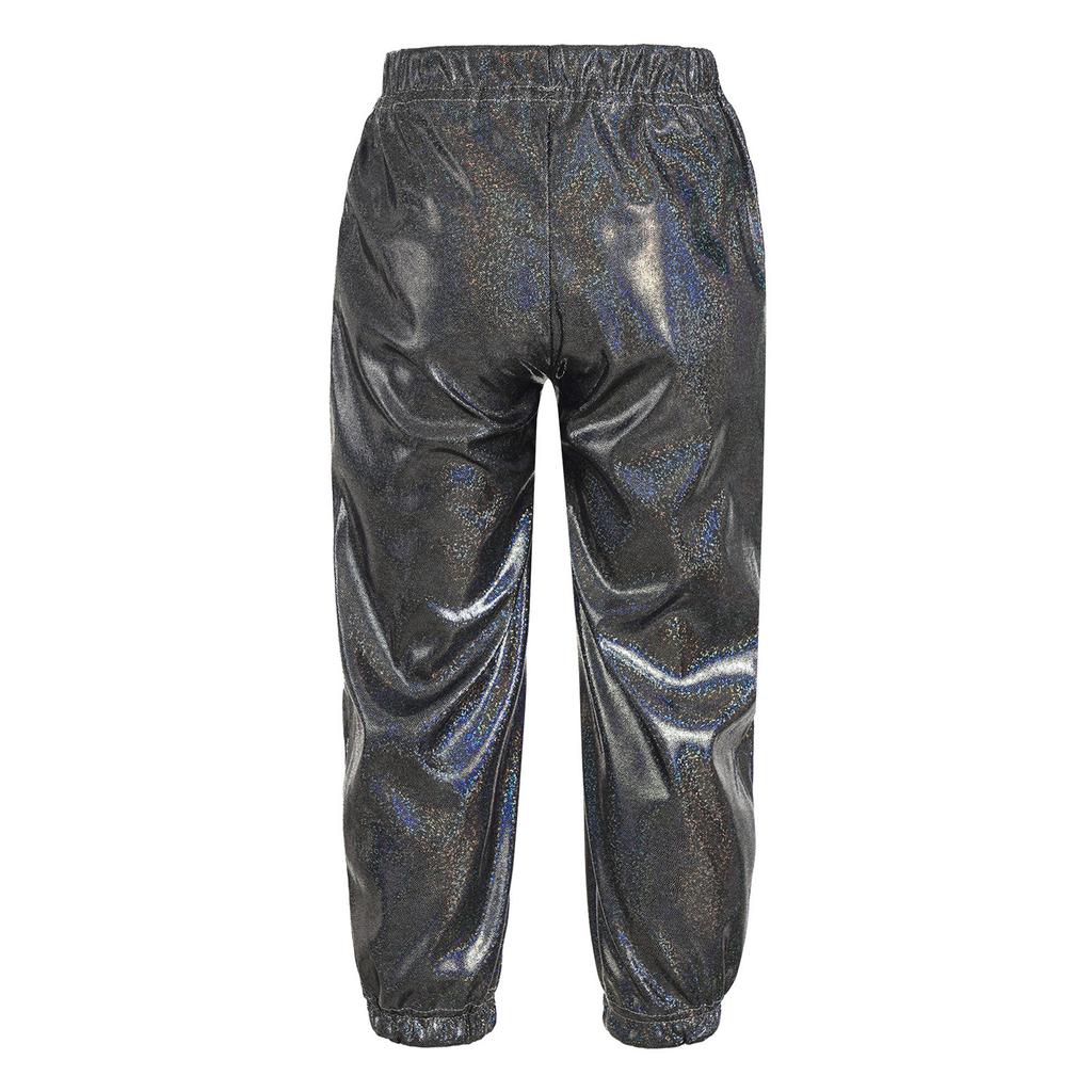 Unisex Kids Shiny Metallic Pants Elastic Waistband Trousers Unisex Dancewear Stage Outfit
