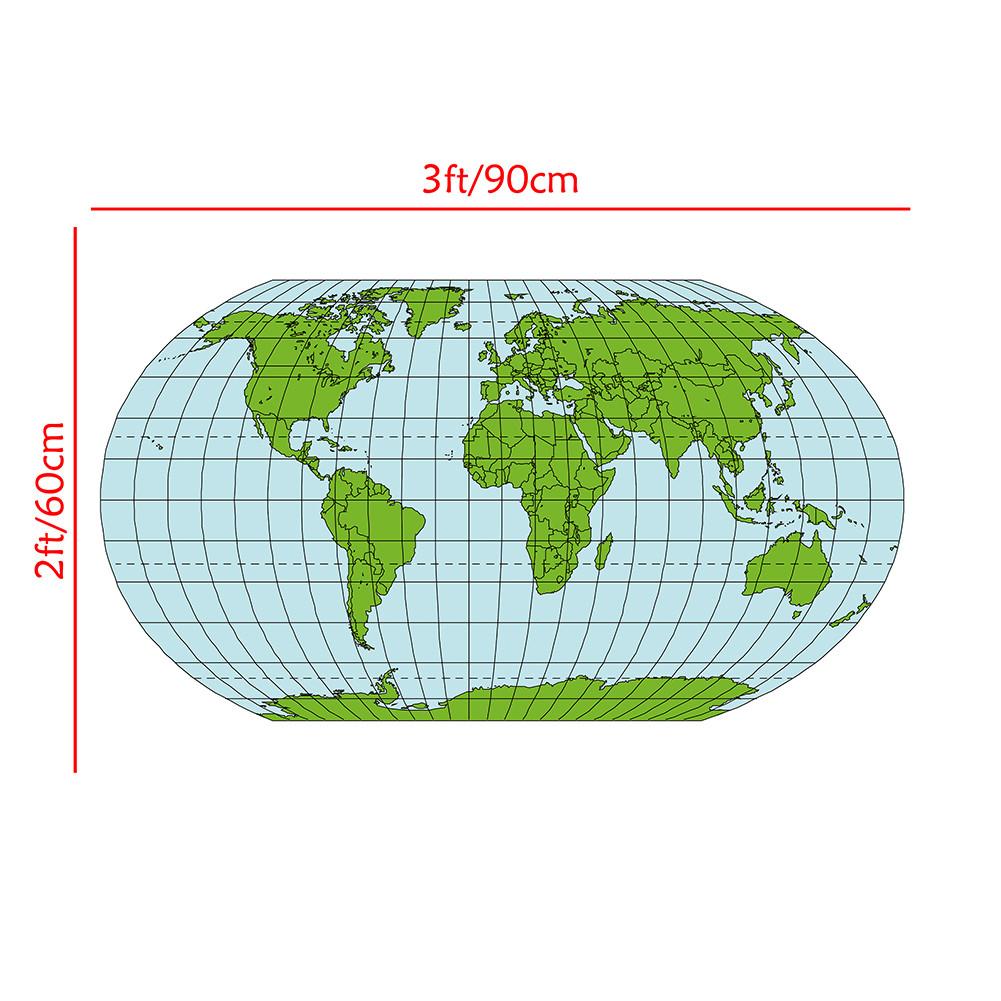 World Map Poster for Classroom Decor, Equal Area Earth Map Wall Art for Geography Education & Office Styling, Educational World Map Print
