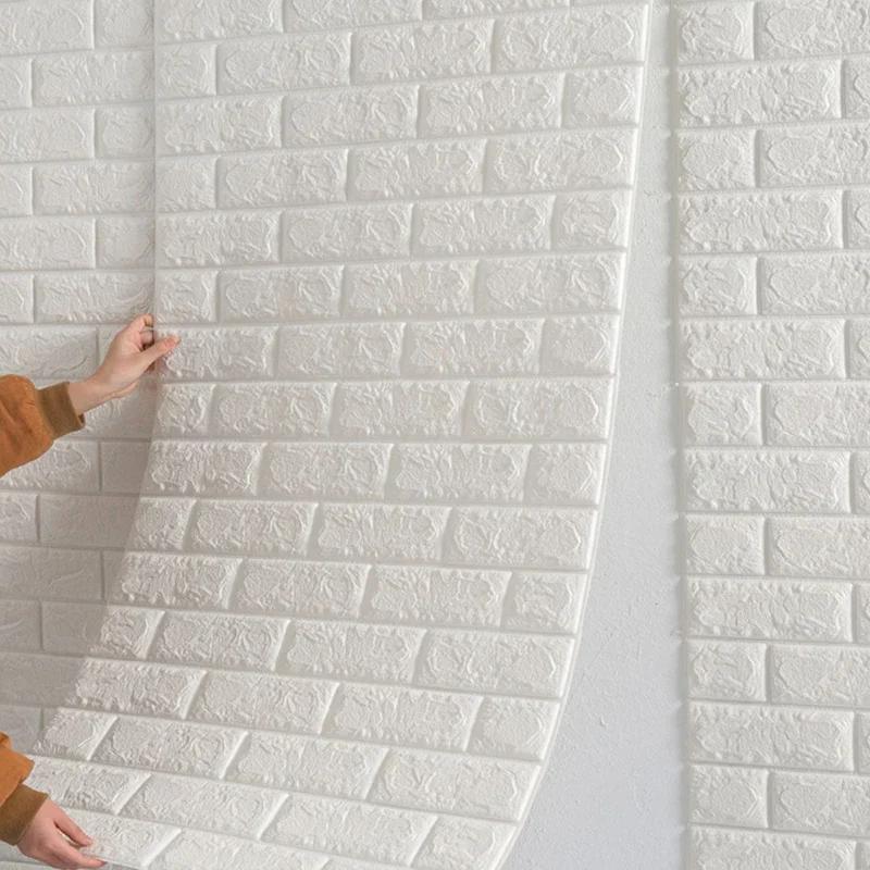 3D Self-Adhesive Wallpaper Continuous Waterproof Imitation Brick Wall Stickers Wallcovering Living Room Decoration