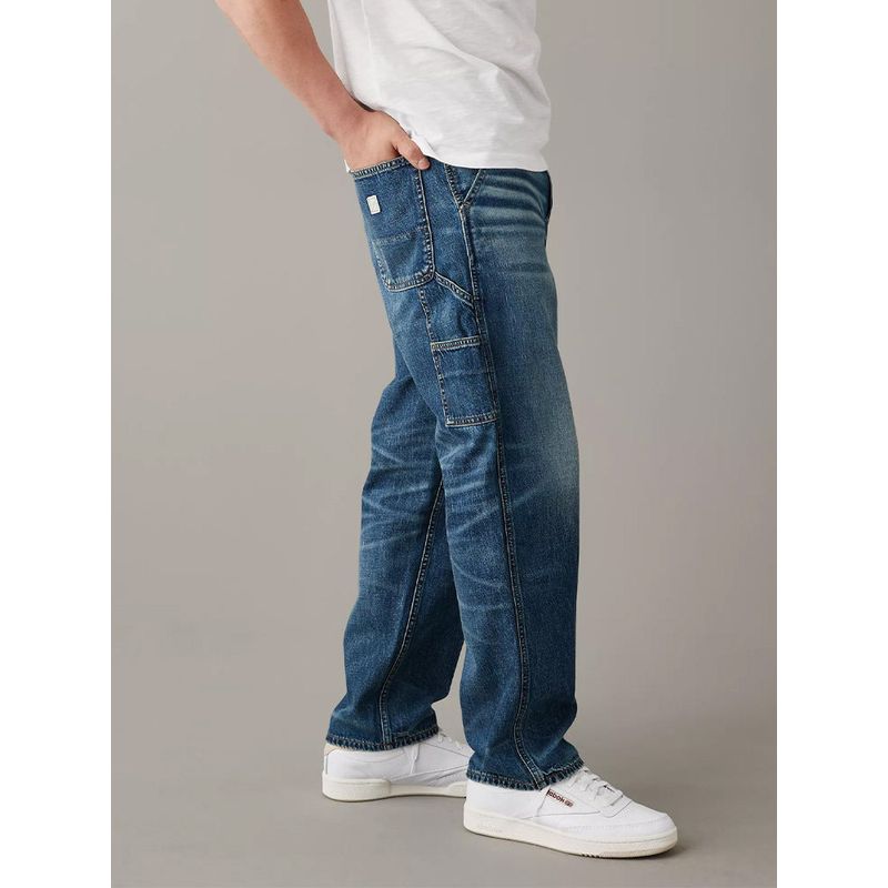 Aeo American Eagle Jeans Export Autumn Blue Mid-Waist Lumberjack Pants Slightly Stretchy American Workwear Pants Men's Extended Length