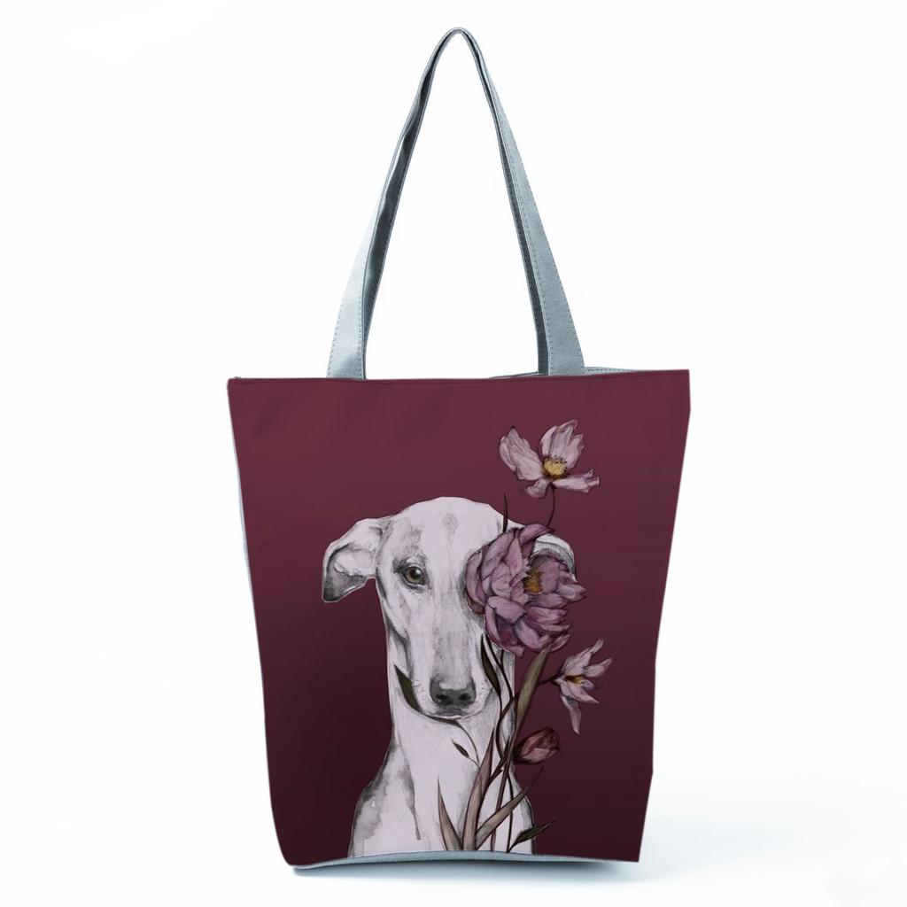 Greyhound Shopping Bags Casual Groceries Women Handbags Animal Dog Graphic Large Capacity Shoulder Bags Portable Foldable Totes