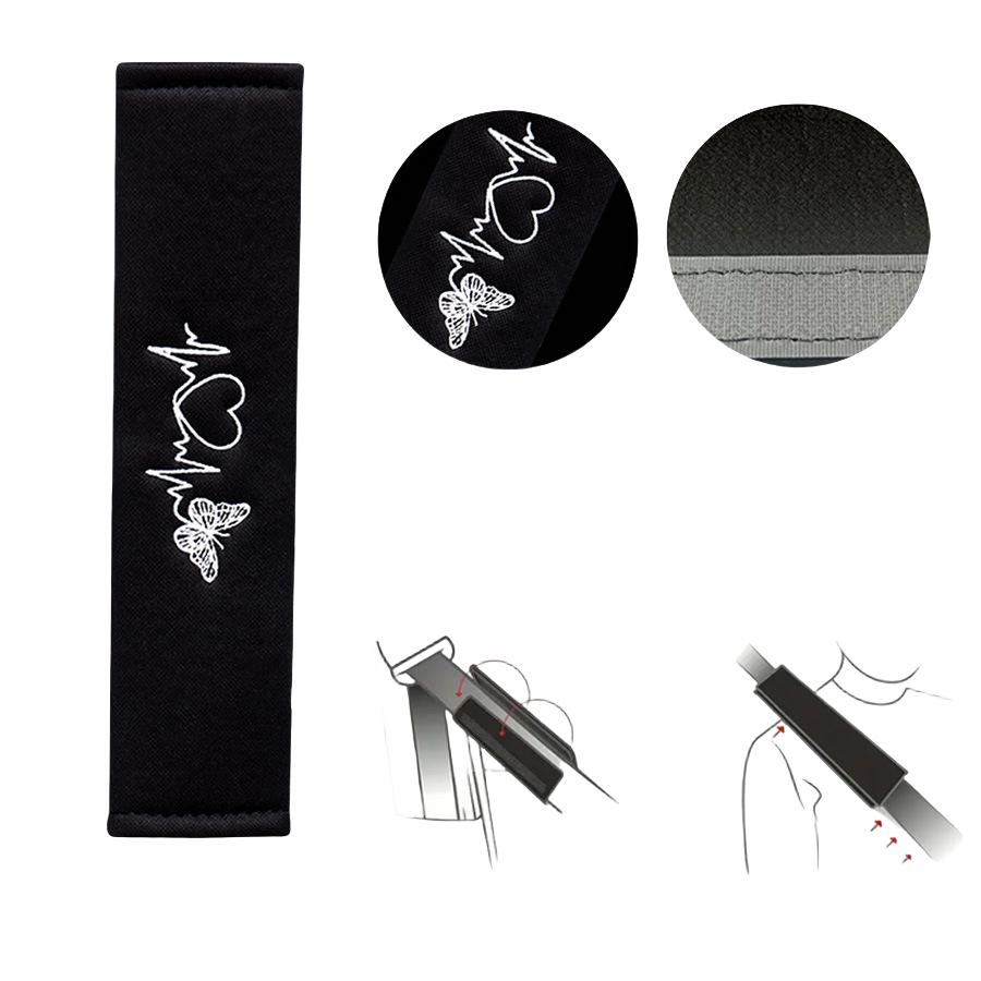 2PCS Automotive Butterfly Love Shoulder Protection Seat Belt Protective Cover Automotive Interior Accessories