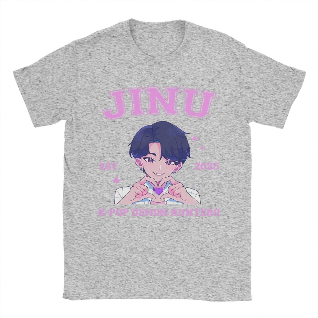 JINU Saja Boys Kpop Demon Hunters T-Shirt Men  Vintage Pure Cotton Tee Shirt O Neck Short Sleeve T Shirt Adult Tops