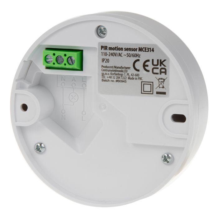 Détecteur de mouvement maclean pir, portée 6m, plafond, détecteur de crépuscule 360st, charge max. 1200w, ip20, mce314 w