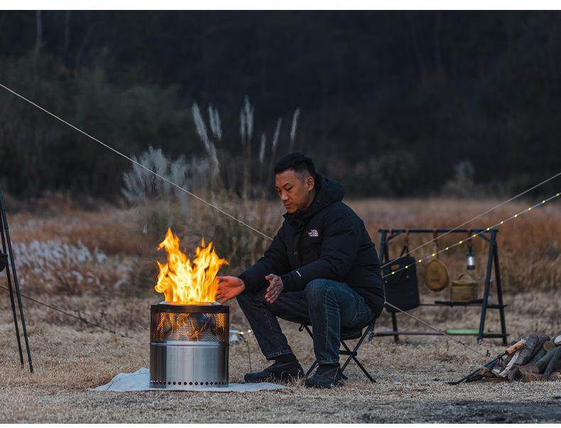 Stainless Steel Foldable Outdoor Wood Stove - High Temperature Resistant, Durable Camping Barbecue Oven