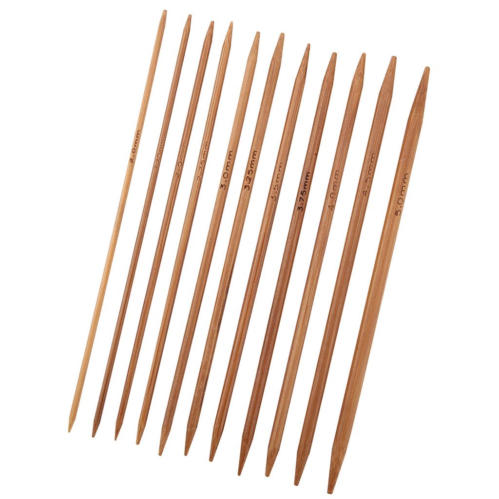 Set of 11 Bamboo Double Pointed Knitting Needles Set 11 Sizes (5.1in 13cm)