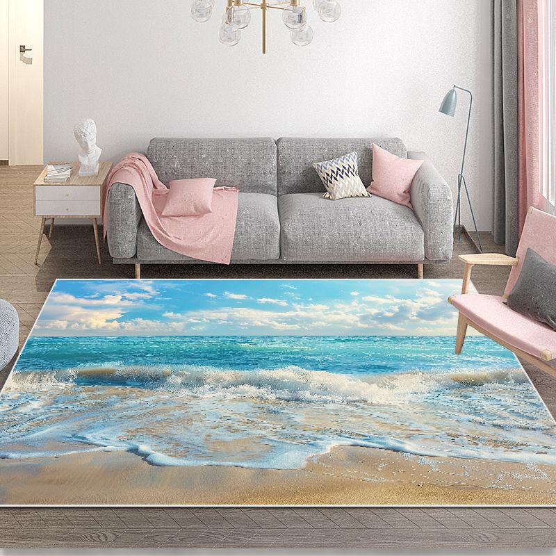Sea 3D Vision Carpet Modern Living Room Decoration Thick Short Plush Area Rug Children's Bedroom Play Crawling Mat Large Rug