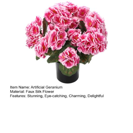 Artificial Geranium Flowers for Outdoors 13" Potted Fake Geraniums Bush UV Resistant Faux Silk Flower for Front Porch Garden Yard Patio Decor