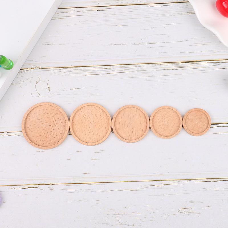 1Pcs 1:12 Dollhouse Wooden Miniature Round Tray Model Furniture Diy Accessories