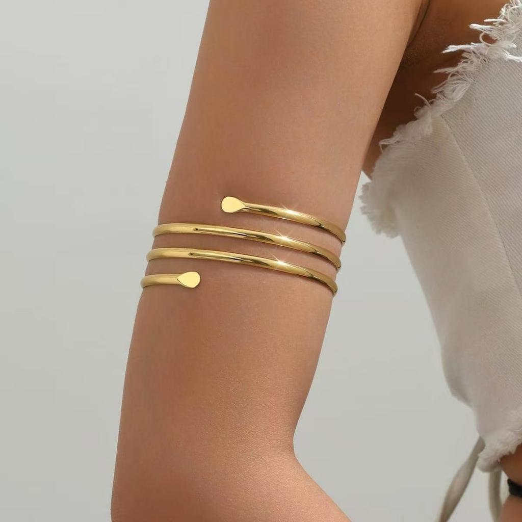 Simple Water Drop Open Upper Arm Bracelet Fashion Smooth Metal Arm Bracelet Women's Aesthetic Vintage Irregular Jewelry