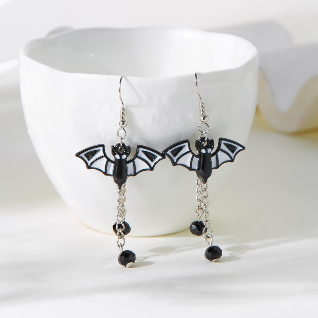 Cute Halloween White Ghost Drop Earrings for Women Cartoon Bat Spider Web Cat Pumpkin Star Tassel Dangle Earring Party Jewelry