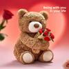 Cute Teddy Bear Plush Doll With Embracing Rose Decorations For Holiday Gift