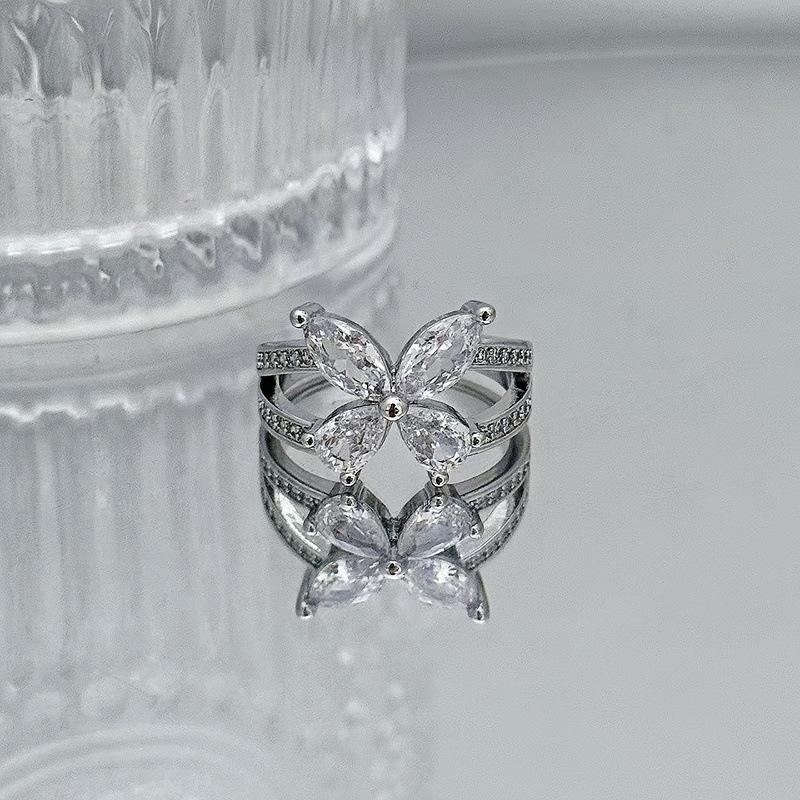 Full Of Diamonds, Zircon, Small And Exquisite Open Ring, Niche Design, Index Finger Ring, Simple Light Luxury, High-End Simple Accessories