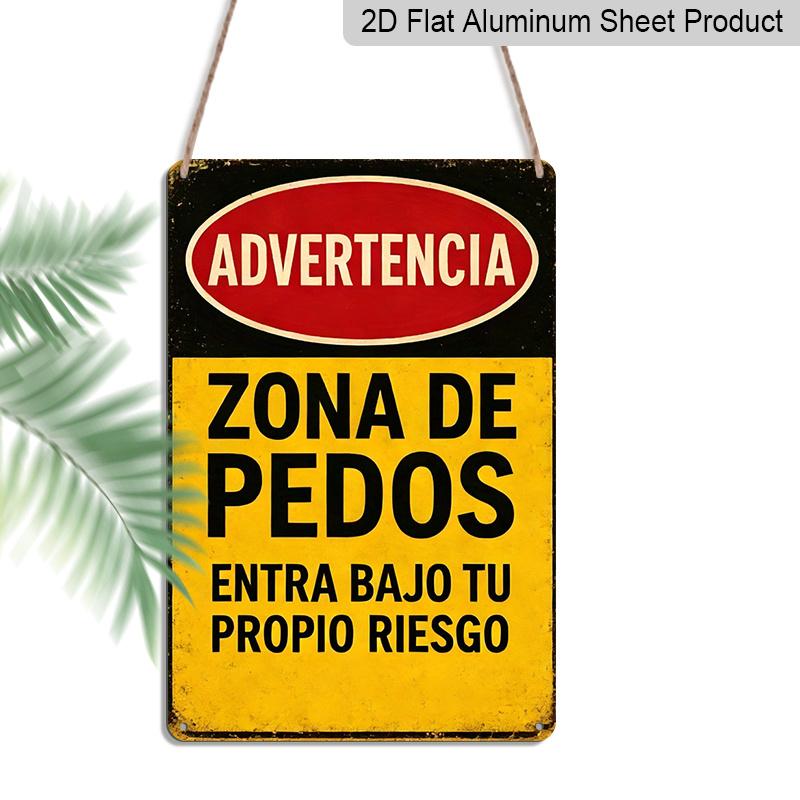 

2D Flat 1pc Funny Spanish Fart Zone Warning Sign - Pedo Alert Bilingual Caution Plaque, Vintage Metal Wall Decor with Yellow & Red Design, 7.8x11.8 20*30cm