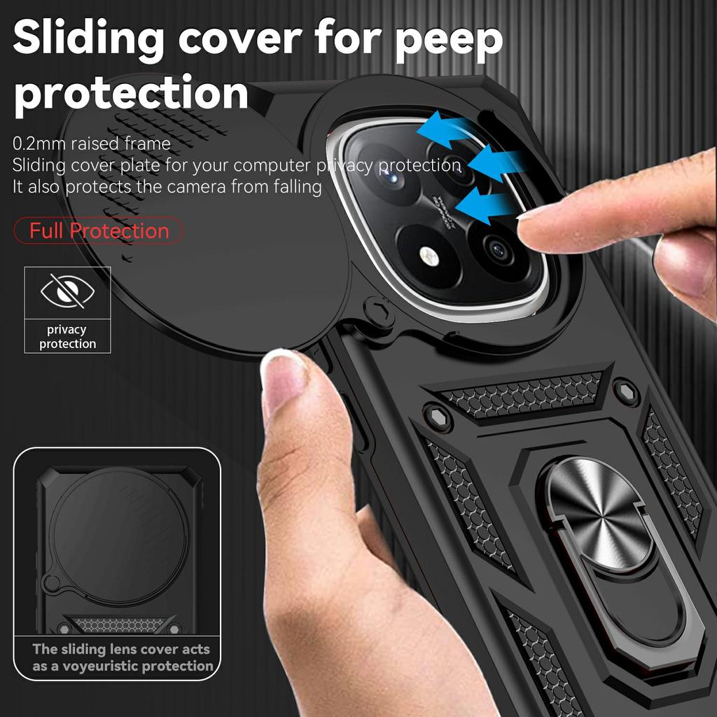 For Xiaomi Redmi Note 14 Pro+ 5G Case PC+TPU Phone Cover with Lens Protection Kickstand