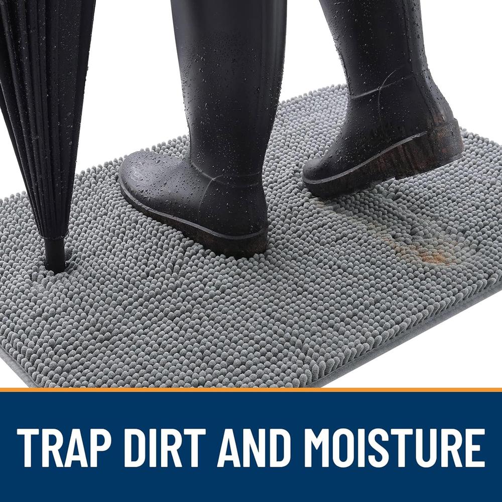 Dog Door Mat for Muddy Paws Absorbs Moisture and Dirt, Absorbent Non-Slip Washable Doormat, Quick Dry Chenille Mud Mat for Dogs