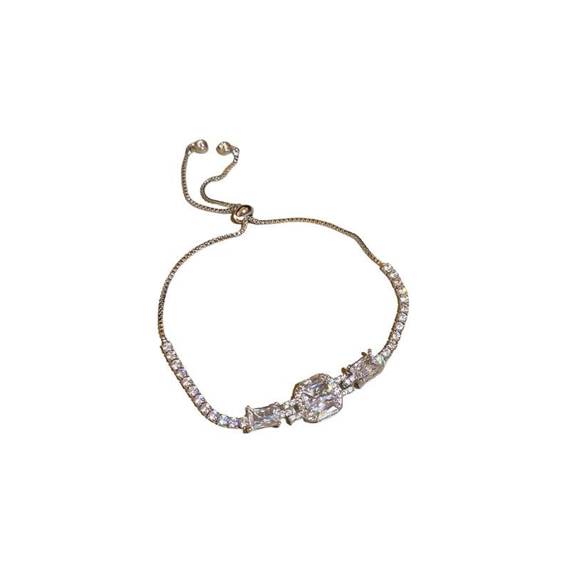 Copper And Plastic Zircon Hand Chain With Geometric Design For Womens Casual Wear