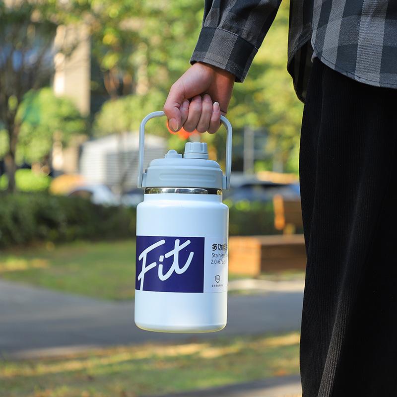 Stainless Steel Insulated Water Jug Food Grade Leak Proof Lid 24H Heat Cold Retention for Picnic Beach Trips