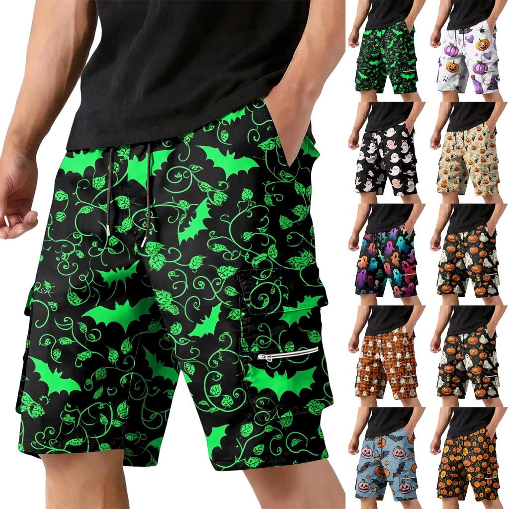 Men's Halloween Cargo Shorts Multi-Pocket Drawstring Casual Workout Shorts
