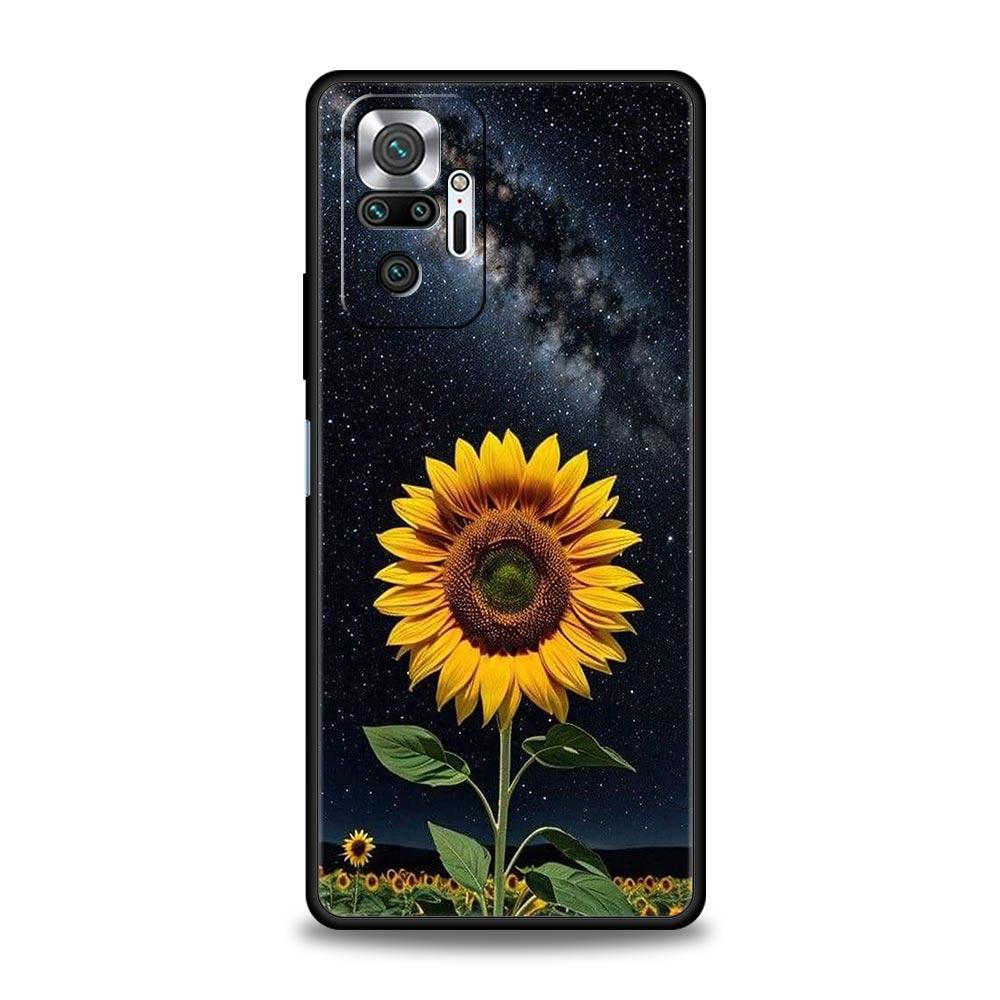 Beautiful Yellow Sunflower Phone Case For Xiaomi Redmi Note 14 13 5G 10 11 12 Pro Plus 4G 14C 13C 12C 10C Black Cover