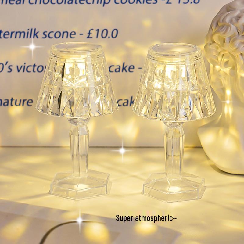 Elegant Crystal Bedside Table Lamp - Decorative Night Light & Birthday Gift