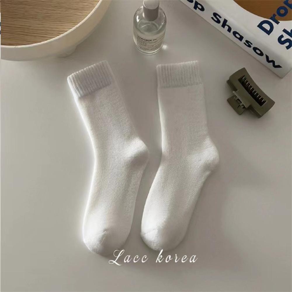 1 Pair Retro Women Loose Socks Japanese Style Autumn Winte Solid Color Floor Sock Soft Warm For Female House Sleeping Floor Sox