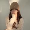 Trendy versatile autumn and winter ear protection puppy hat men's and women's hats knitted wool cold hat embroidery to keep warm