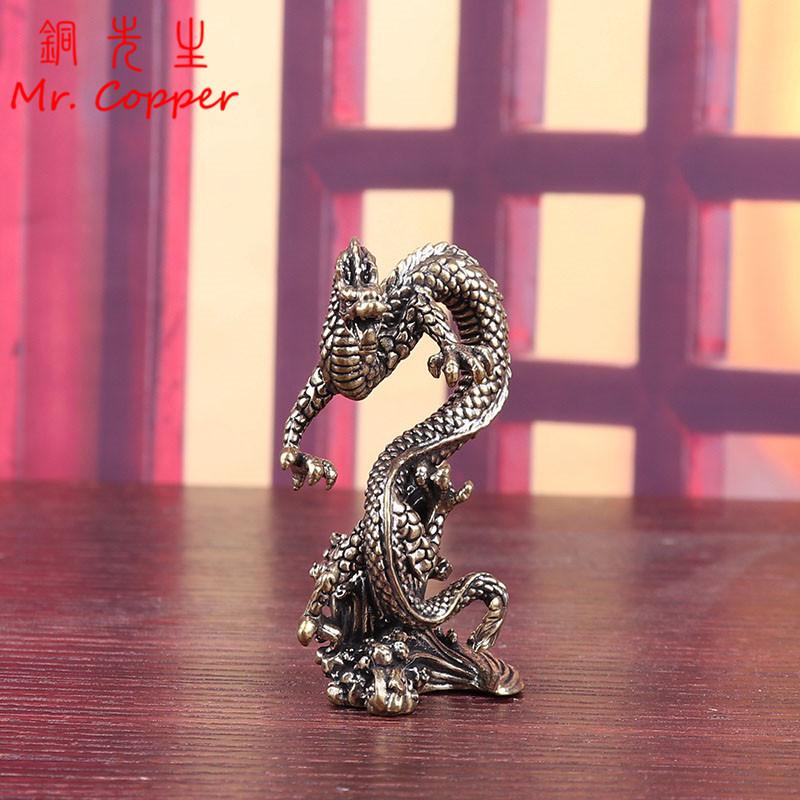 Brass Flying Dragon Figurines Desktop Ornaments Vintage Zodiac Animal Small Statue Home Decorations Crafts Accessories Miniature
