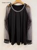European & American Rhinestone Mesh Sleeve Highlight T-shirt