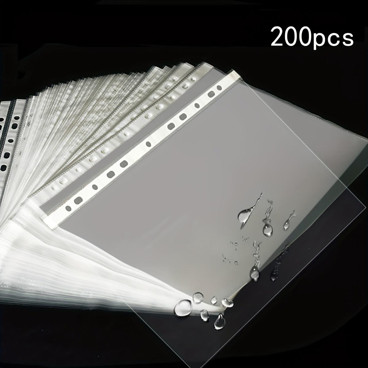 

200-Pack PVC Clear Sheet Protectors, 11-Hole Punched Waterproof A4 Plastic File Sleeves for Document Organization