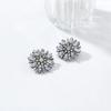 Elegant Floral Stud Earrings With Full Rhinestone Accents Zinc Alloy Lightweight Luxury Fashion Jewelry Women