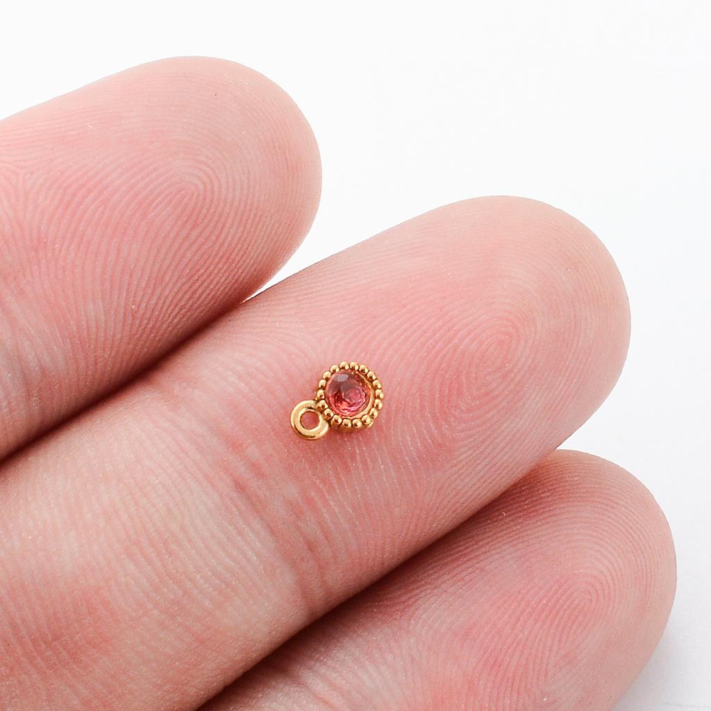 6pcs/Lot Mini Stainless Steel Zircon Crystal Charms Oval Star Round Shape DIY Jewelry Making
