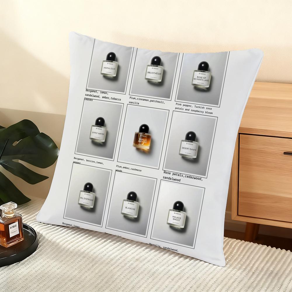B-B-Byredo Perfume Cushion Cover Silky Short Plush Home Sofa Cushion Cover - Invisible Zipper Home Decoration