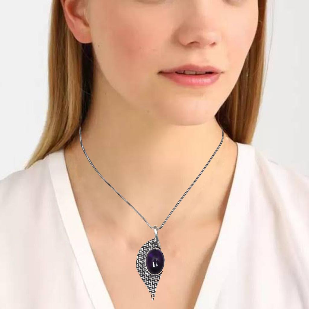 Set Amethyst Pendant Earrings Silver  Earring Necklace Gifted Silver