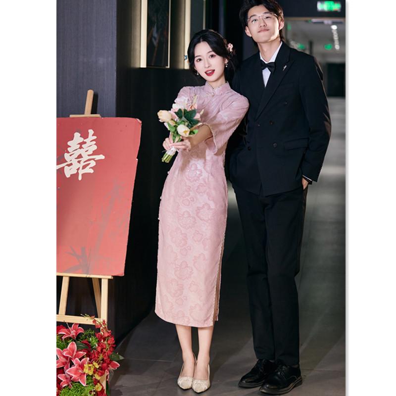 Lace jacquard young cheongsam autumn new slim-fitting elegant Republic of China style daily wearable cheongsam