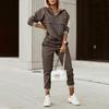 Women's Casual And Fashionable Temperament Set, Printed Long Sleeved Long Pants Two-piece Set