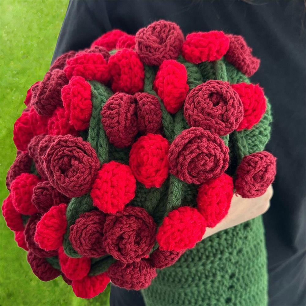 Green Rose Bouquet Blanket Fashion Rose Nap Blanket Knitted Flower Blanket  Mother's Day